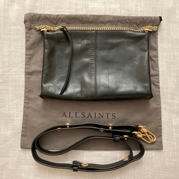 All Saints Eve Black Leather Crossbody Shoulder Bag NWOT - Picture 5 of 16